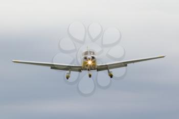 Small plane on approach at the airport on Dune (Helgoland)