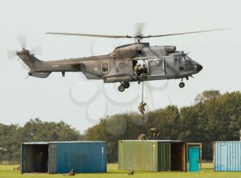 LEEUWARDEN,FRIESLAND,HOLLAND-SEPTEMBER 17: A dutch Cougar helicopter at the Airshow on September 17, 2011 at Leeuwarden Airfield