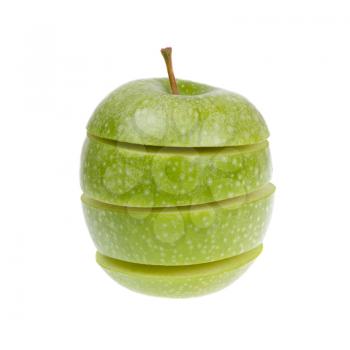A sliced green apple isolated on a white background