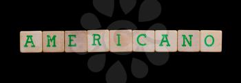 Green letters on old wooden blocks (americano)