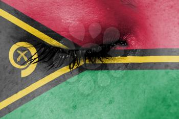 Crying woman, pain and grief concept, flag of Vanuatu