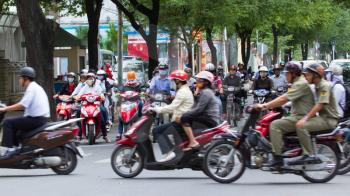 SAIGON - JULY 23: A busy and congested road in Hanoi, Vietnam, July 4 2010. Saigon has an estimated population of 9 million making it the largest City in Vietnam