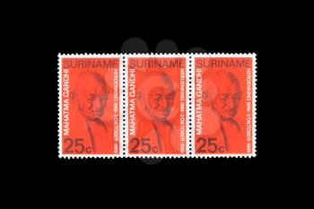 SURINAME - CIRCA 1960: Stamps printed by Suriname, shows Mahatma Gandhi, circa 1960