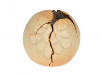 Old cracked clay pottery isolated on a white background