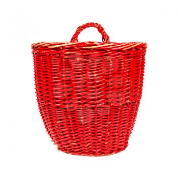 Very old red basket, isolated on white