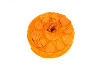 Orange knitting yarn isolated on a white background