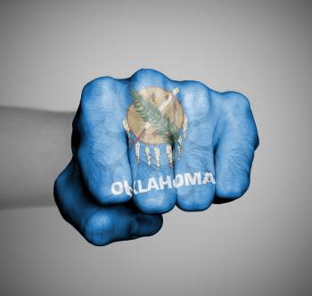 United states, fist with the flag of a state, Oklahoma