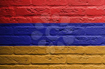Brick wall with a painting of a flag isolated, Armenia