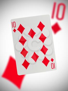 Playing card with a blurry background, ten