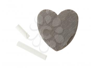 Heart shaped piece of slate over white