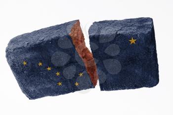 Rough broken brick, isolated on white background, flag of Alaska