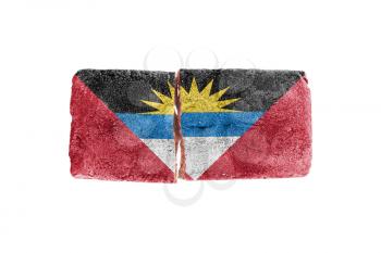 Rough broken brick, isolated on white background, flag of Antigua and Barbuda