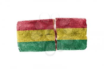 Rough broken brick, isolated on white background, flag of Bolivia