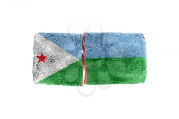 Rough broken brick, isolated on white background, flag of Djibouti