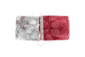 Rough broken brick, isolated on white background, flag of Malta