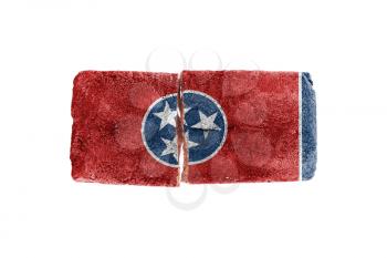 Rough broken brick, isolated on white background, flag of Tennessee