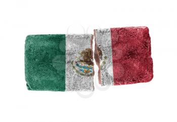 Rough broken brick, isolated on white background, flag of Mexico