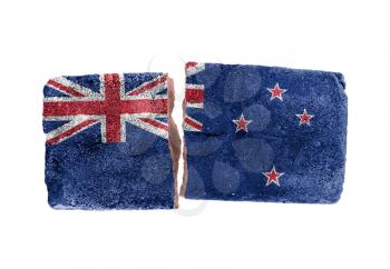Rough broken brick, isolated on white background, flag of New Zealand