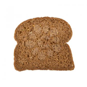 Slice of dark brown bread isolated on white