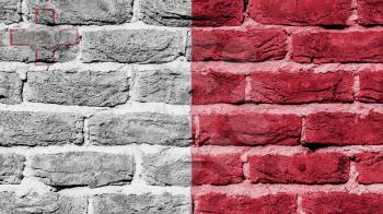 Very old brick wall texture, flag of Malta