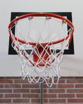 Basket in a old school gym, close-up