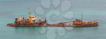 Unidentified sunken vessel at the coast of the Caribbean Isle of Saint Martin