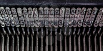Detail of an old typewriter, machine of the 30s