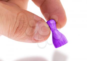 Wooden pawn with a solid color painting, purple