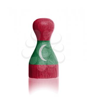 Wooden pawn with a painting of a flag, Maldives