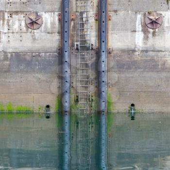 Ladder into the water, industrial water, harbour