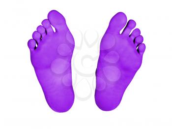 Feet isolated on a white background, purple feet