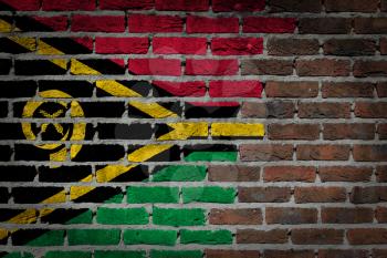 Dark brick wall texture - flag painted on wall - Vanuatu