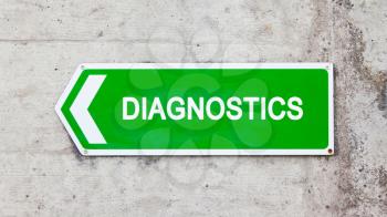 Green sign on a concrete wall - Diagnostics