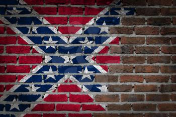Dark brick wall texture - flag painted on wall - Confederate flag