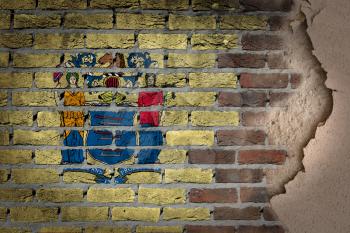 Dark brick wall texture with plaster - flag painted on wall - New Jersey