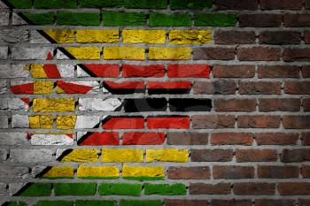 Dark brick wall texture - flag painted on wall - Zimbabwe