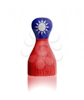 Wooden pawn with a painting of a flag, Taiwan