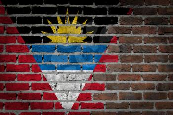Dark brick wall texture - flag painted on wall - Antigua and Barbuda