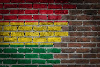 Dark brick wall texture - flag painted on wall - Bolivia