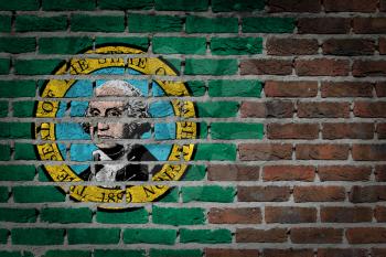 Dark brick wall texture - flag painted on wall - Washington