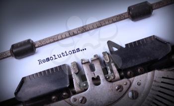 Vintage inscription made by old typewriter, Resolutions