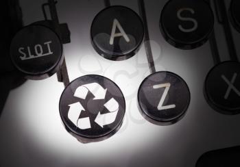 Typewriter with special buttons, recycle