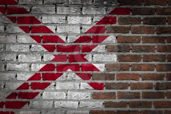 Very old dark red brick wall texture with flag - Alabama