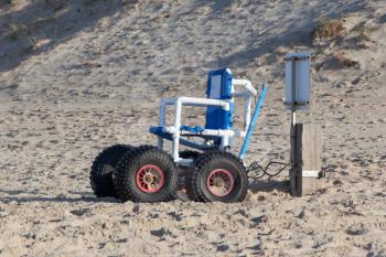 Wheelchair designed specifically for use on the Sea Beach, the Netherlands