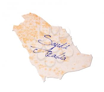 Saudi Arabia - Old paper with handwriting, blue ink
