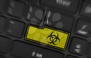 Symbol on button keyboard, warning (yellow) - biohazard