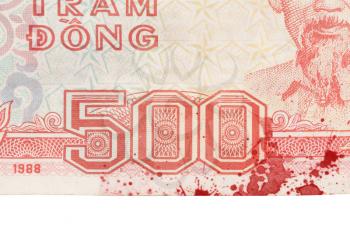 Old Vietnamese Dong, Vietnamese currency, close-up