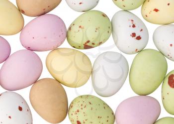 Assorted colorful chocolate easter eggs isolated on white