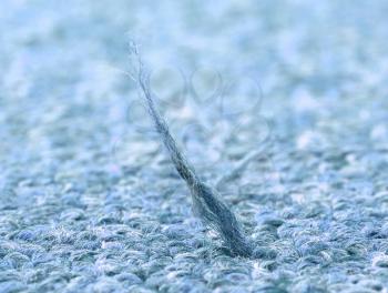 Broken fiber in carpet texture close-up, blue furry carpet texture background