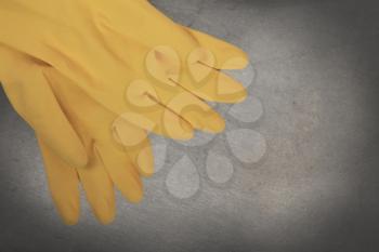 Vintage image - Yellow cleaning gloves, no person